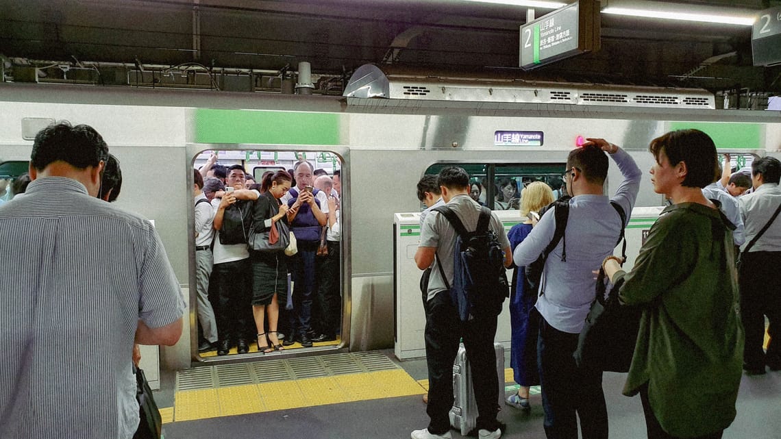 Metro on rush hour in japan