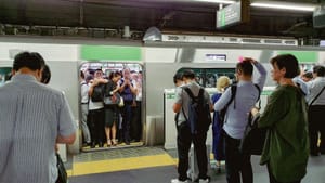 Metro on rush hour in japan